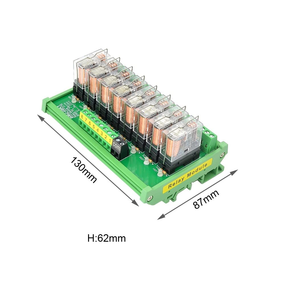 Módulo de relé, CC 24 V, módulo de relé extraíble aislado de 8 canales, módulo de relé optoacoplador, placa amplificadora de señal PLC, riel DIN de 35 mm