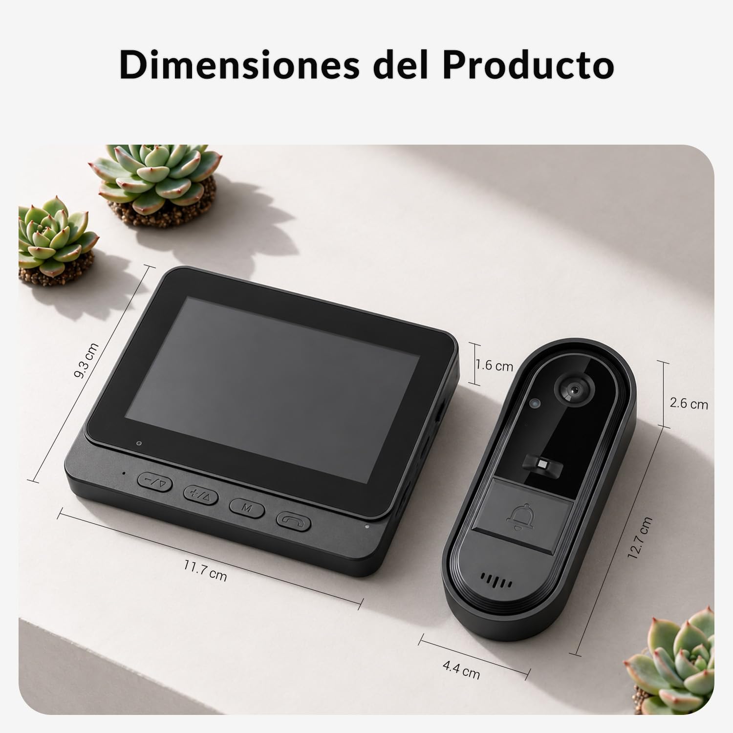 Timbre Inalámbrico Exterior Impermeable IP65, Pantalla IPS de 4,3 Pulgadas, Timbre Inalámbrico con Cámara 1080P, Audio Bidireccional, Visión Nocturna, Video Portero Automatico Alimentado por Batería