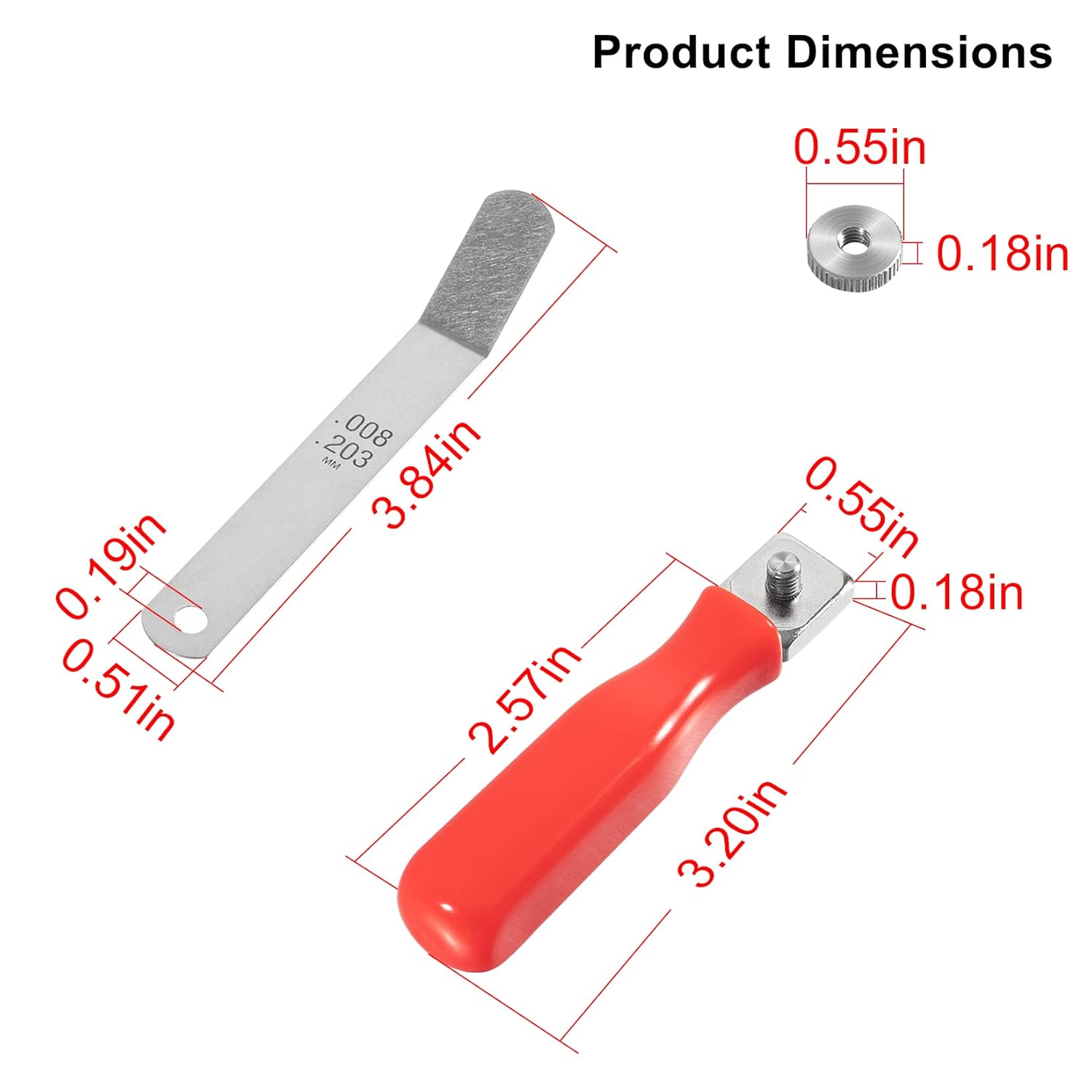 A308 Offset Valve Tappet Gauge Set, 11-Blades Feeler Gauge/Feeler Blade with Two Handles (0.004" to 0.014")