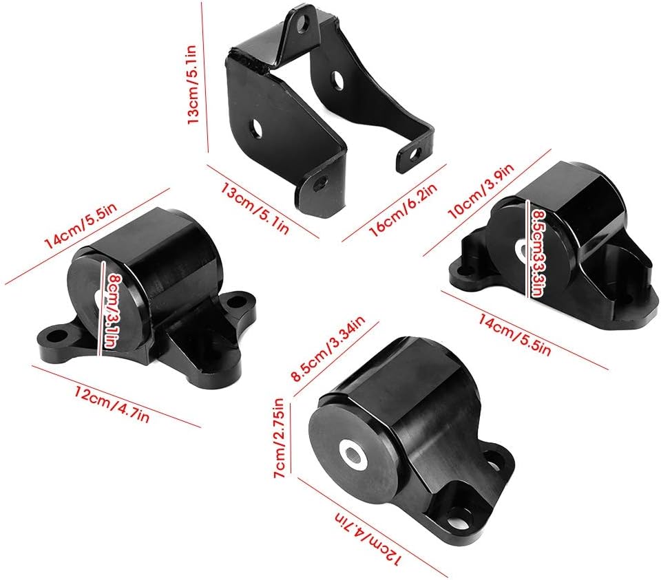 Engine Motor Mount, 4Pcs Aluminum Series Car Engine Mounting Transmission Mount Bracket