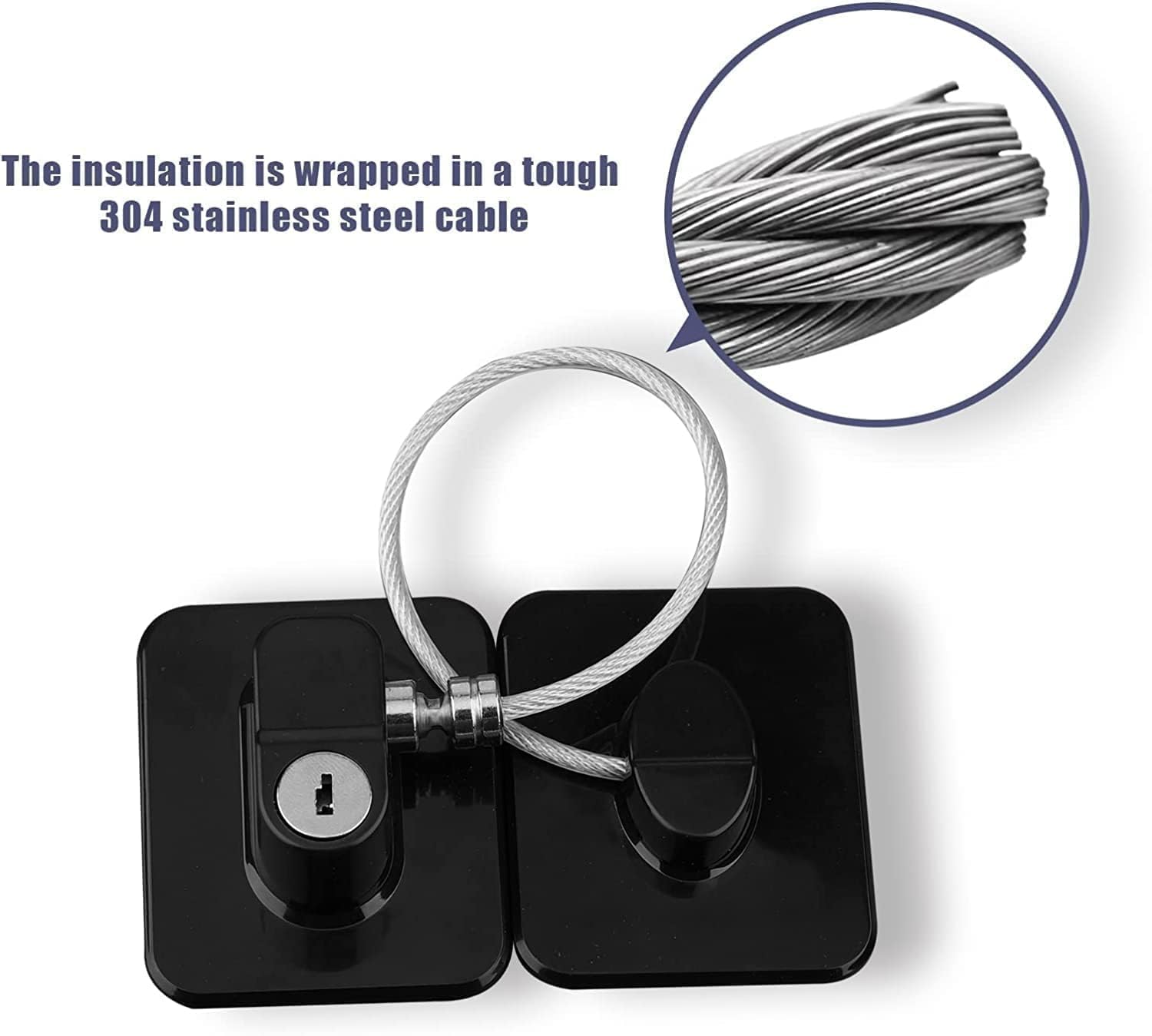 VBM Safety Refrigerator Door Lock with Key Self Adhesive Cabinet Restrictor Cable for Baby and Toddler Child Safety Device Refrigerator Lock, Freezer Door, and Cabinet Restrictor Cable 2
