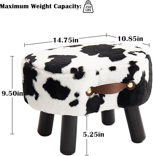 Miniatura 10 de Otomana rectangular pequeña con patas de madera de haya maciza, reposapiés de tela de lino de 16 pulgadas, reposapiés con pies antideslizantes y