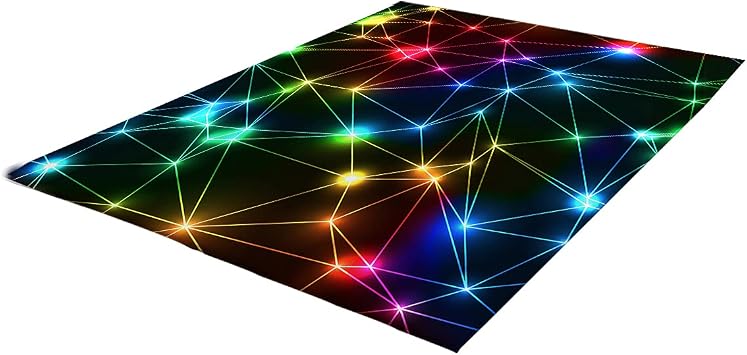 BlessLiving Triangle Retro Neon Area Rug Bedding Set Soft | Soft; Reversible; Bedroom; Boys; BlessLiving Triangle Retro Neon Area Rug; Glowing; Sparkling; Rainbow; Laser; Pattern