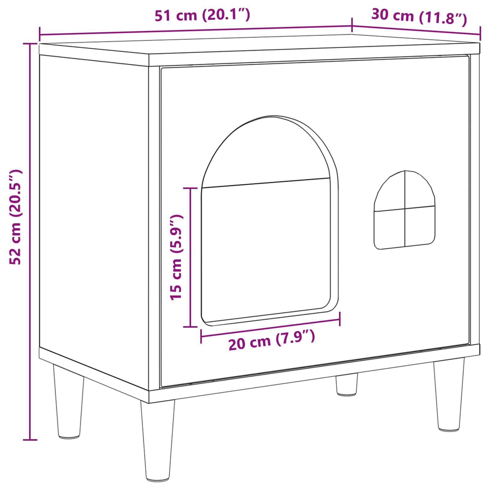 Mangloder Graues Sonoma Katzenhaus aus Holzwerkstoff 51 x 30 x 52 cm, für drinnen, stabil bis 60 kg, als Katzenhaus, kratzmöbel, kratzbrett, spielturm, zum Klettern, kratzen, Spielen