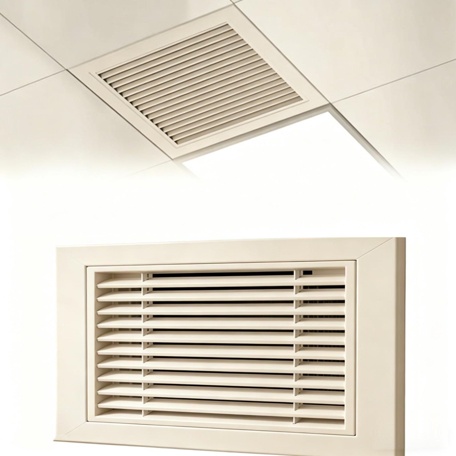 Kratka wentylacyjna ze stopu aluminium, antykorozyjny dyfuzor powrotny powietrza, stylowy sufitowy uchwyt ścienny HVAC osłona do dekoracji wnętrz (beżowy, otwór kanału 35 x 56 cm)