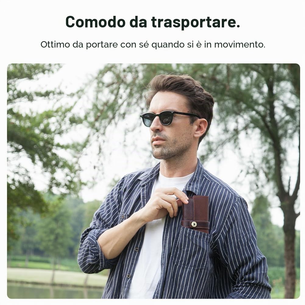 CONTACT'S FAMILY Custodia per occhiali, realizzata a mano, in vera pelle, per viaggi e uso quotidiano (caffè), Marrone, Taglia unica