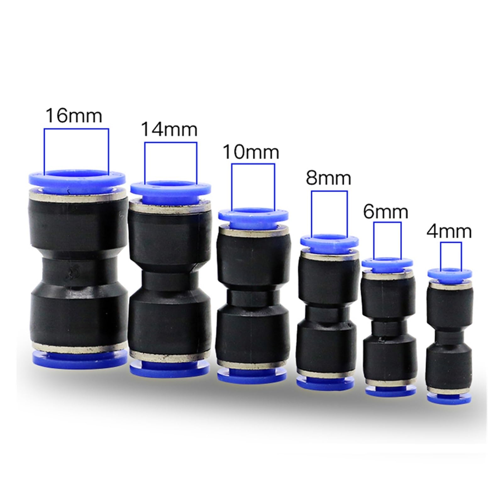 Pneumatische Verschraubungen,Tracheal Adapter, Pneumatische Armaturen Schnellverbinder Luftschlauch Rohrverbinder Kunststoff 4mm 6mm 8mm 10mm 12mm In Pluglug einschieben(16MM)