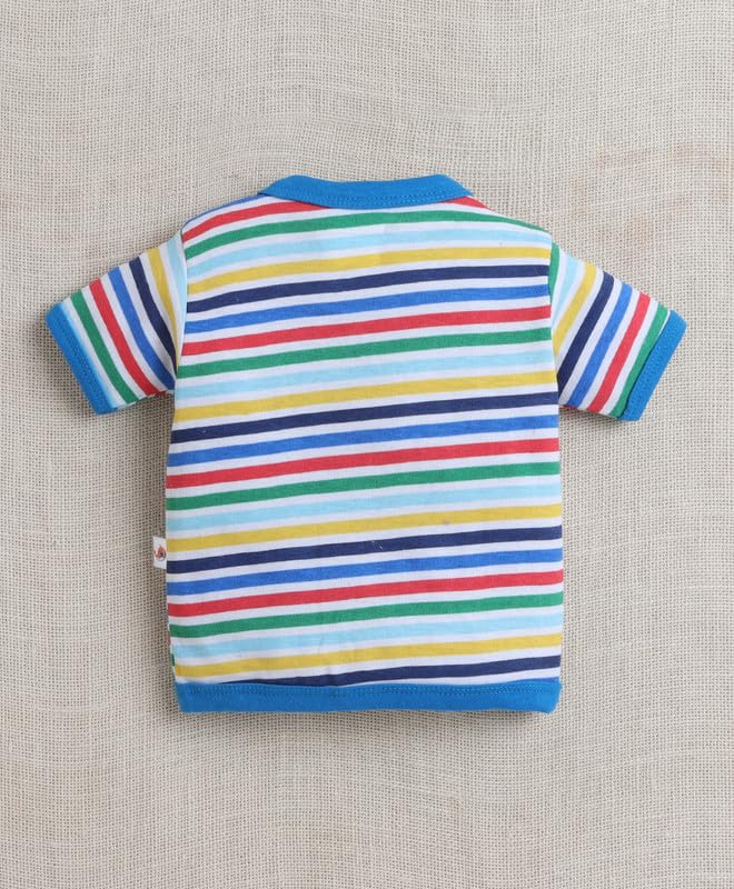 BUMZEE Baby Boys Cotton Pack of 3 Front Open Jablas Half Sleeves Blue & White - 0-3 Months (Peb10534B-blu) - Image 7 thumbnail