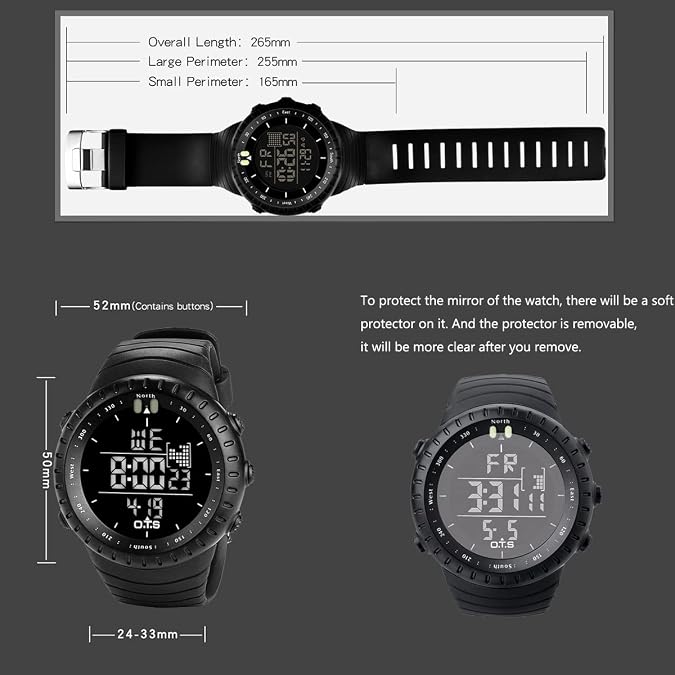 PALADA Men's Digital Sports Watch Waterproof Tactical Watch with LED Backlight Watches for Men