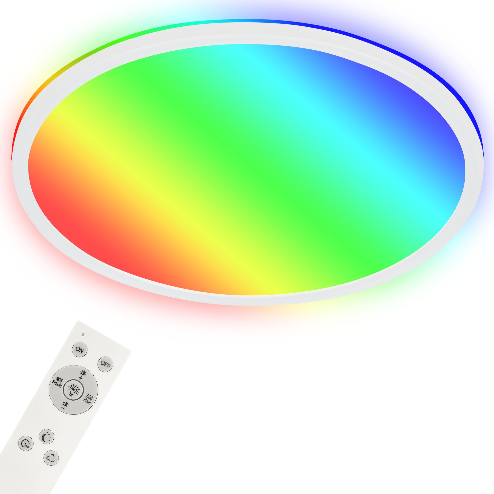 BRILONER - Plafoniera LED intelligente, colori brillanti RGB, effetto luce indiretta, luce bianca neutra, lampada da salotto WiFi, telecomando, controllo vocale