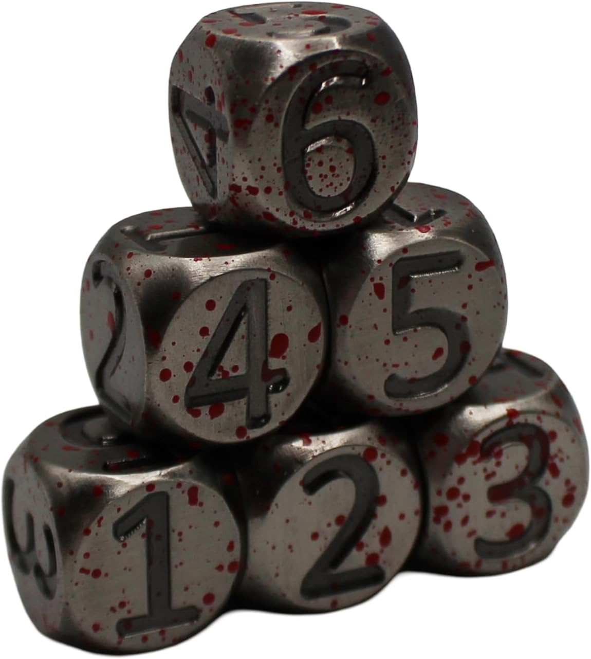 Heavy Rollers D6 Metal Dice Set with Magnetic Case, Blood Splatter Design, 15mm, 6 Pieces, for TCG, Role Playing Game RPG, Table Top Game, DND Dungeons and Dragons Warhammer Die Accessories
