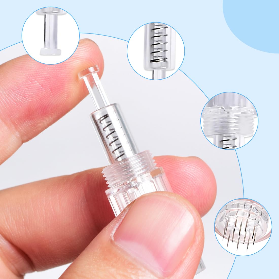 10 Pezzi 12 pin micro nano aghi per modello, aghi di ricambio per microneedling, universale compatibilità con Microneedling, microneedling viso, per il ripristino della pelle