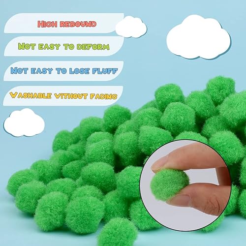 Miniatura 58 de MORFEN 150 pompones, pompones rojos de 1 pulgada para manualidades, bolas de pompón mullido, pequeños pompones para proyectos de manualidades, artes