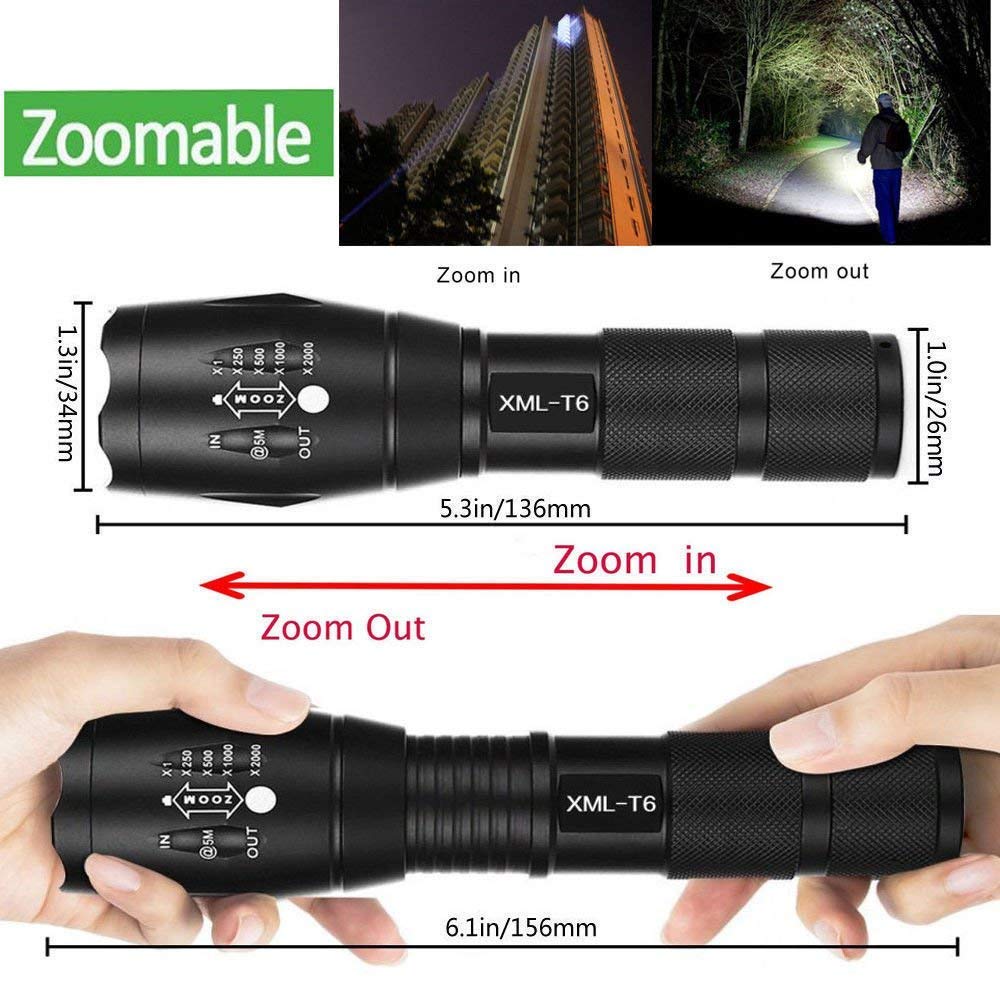 ASUVI LED Torch, Bright 2000 Lumen Zoomable Adjustable Focus with