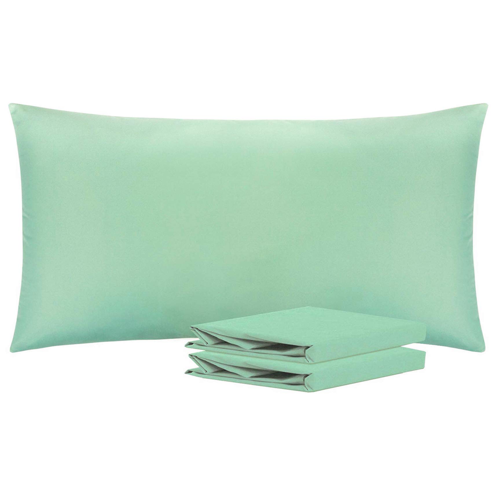 NTBAY King Pillowcase Set - 2 Pack Brushed Microfiber 20x40 Pillowcases - Soft, Wrinkle-Free, Fade-Resistant, Stain-Resistant, Sea Green Pillowcases with Envelope Closure - 20x40 Inches, Sea Green