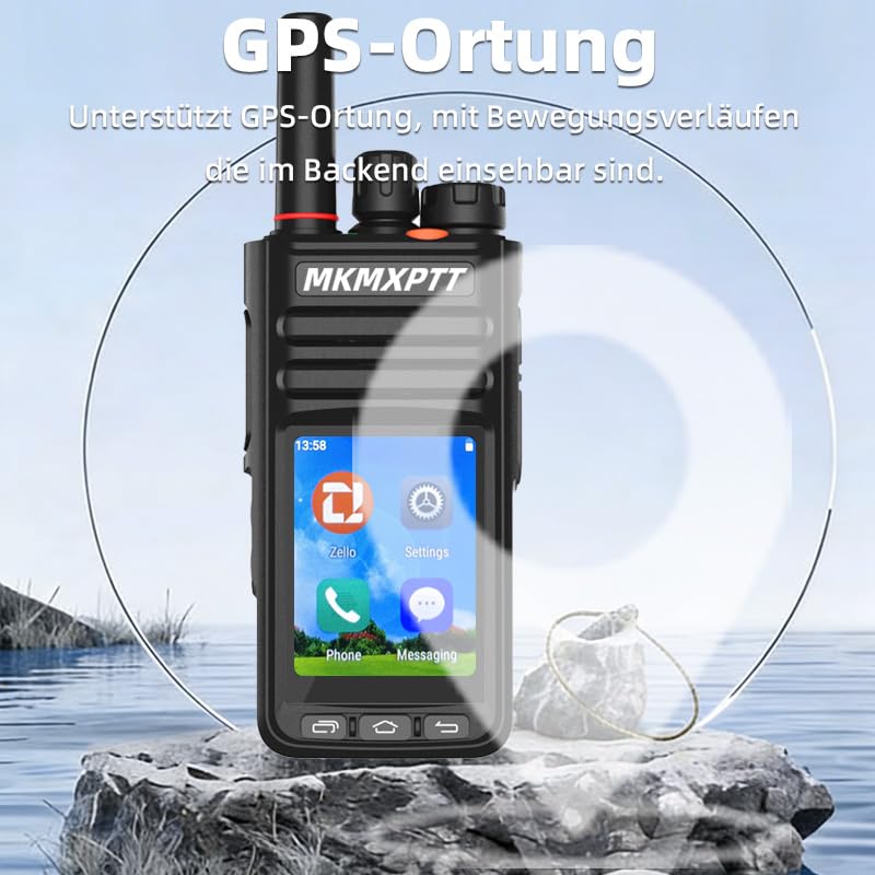 Globales HD Walkie-Talkie, 6,1 cm TFT Touchscreen, Android 9.0, WLAN, Bluetooth, GPS, 2G/3G/4G Unterstützung