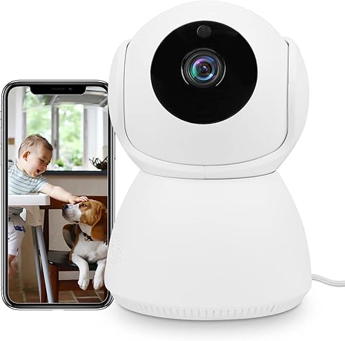 KNLEAGL Cámara de seguridad inalámbrica para interiores con WiFi inteligente 1080p HD para perros de 2.4 GHz con detección de movimiento de visión