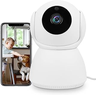 Wireless Pan/Tilt Indoor Security Camera Smart WiFi 1080p HD Dog Camera 2.4GHz with Night Vision Motion Detection Cloud & SD Card Storage for Baby Monitor/Pet Camera