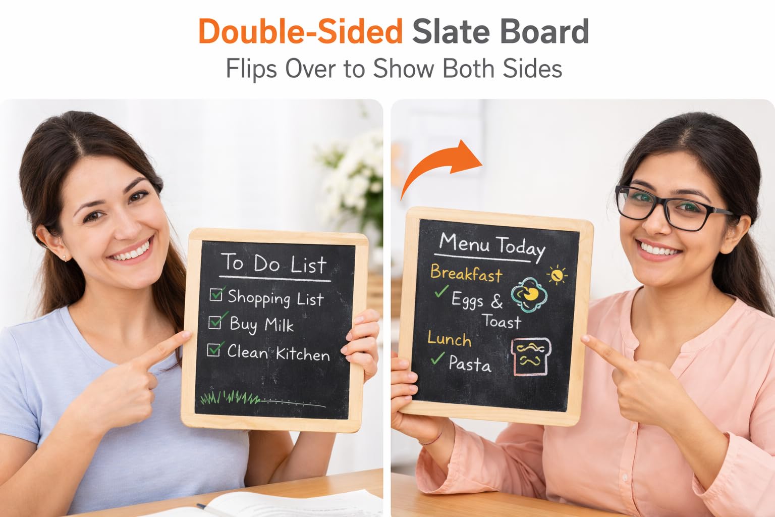 YAJNAS Black Board for Kids | Wood - Double Sided Blackboard Slate | Pre-Writing Toys | Educational Kids Toys | Heavy Duty Slate Chalk Boards with Frame 9x11 Inch (23x28 cm) 2