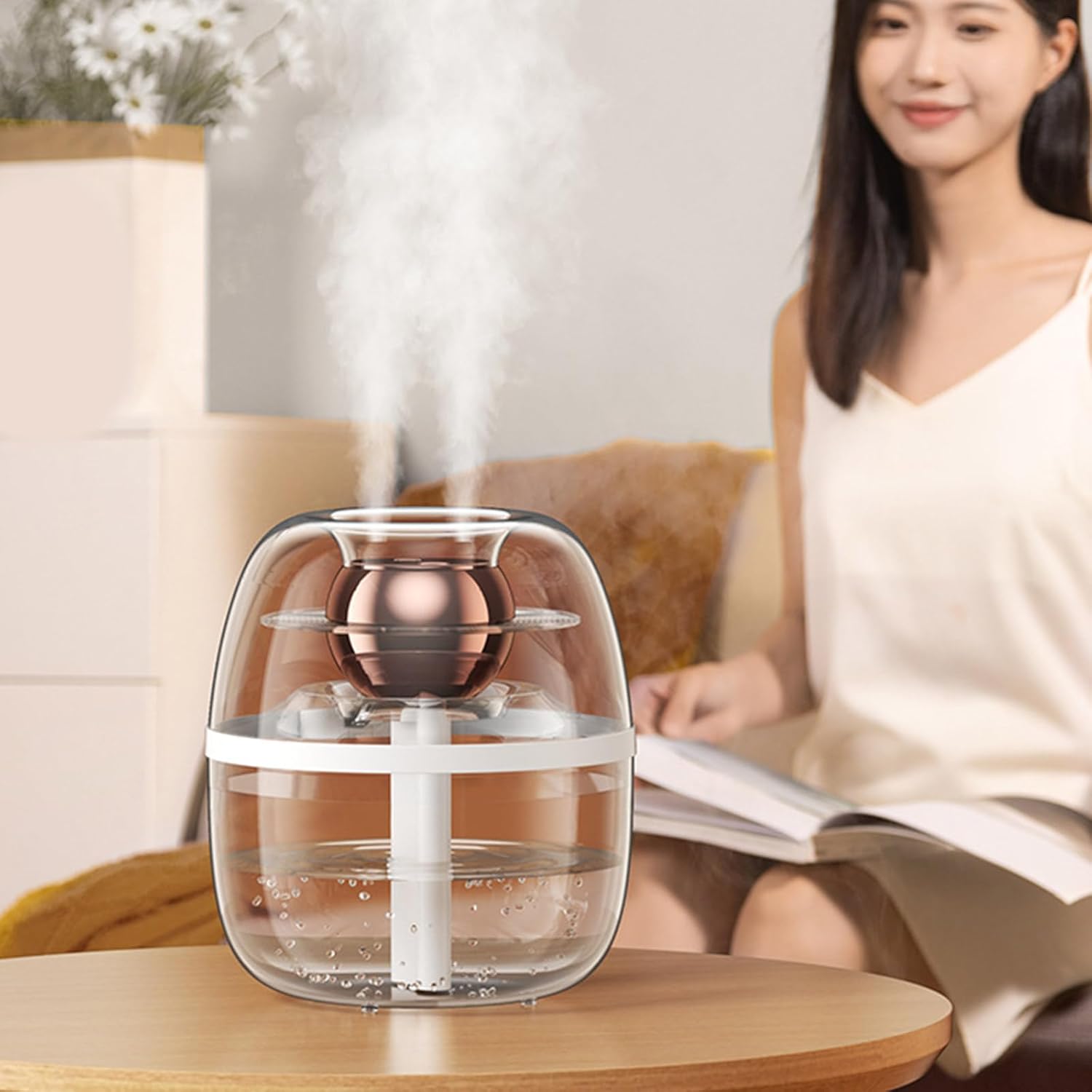 Bedroom Night Light Large Capacity Double Sprays Air Humidifier With Advanced Filtration Systems Fragrances Diffuser