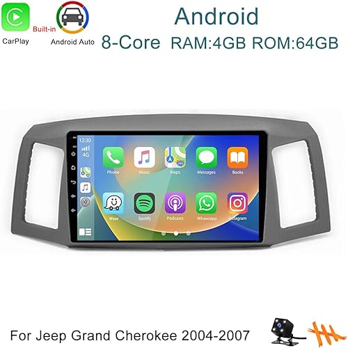 Miniatura 3 de GOJOHO Para Jeep Grand Cherokee Radio 2004 2005 2006 2007 10.1 "IPS Pantalla táctil incorporada Apple CarPlay Andriod Auto GPS Navegación Bluetooth