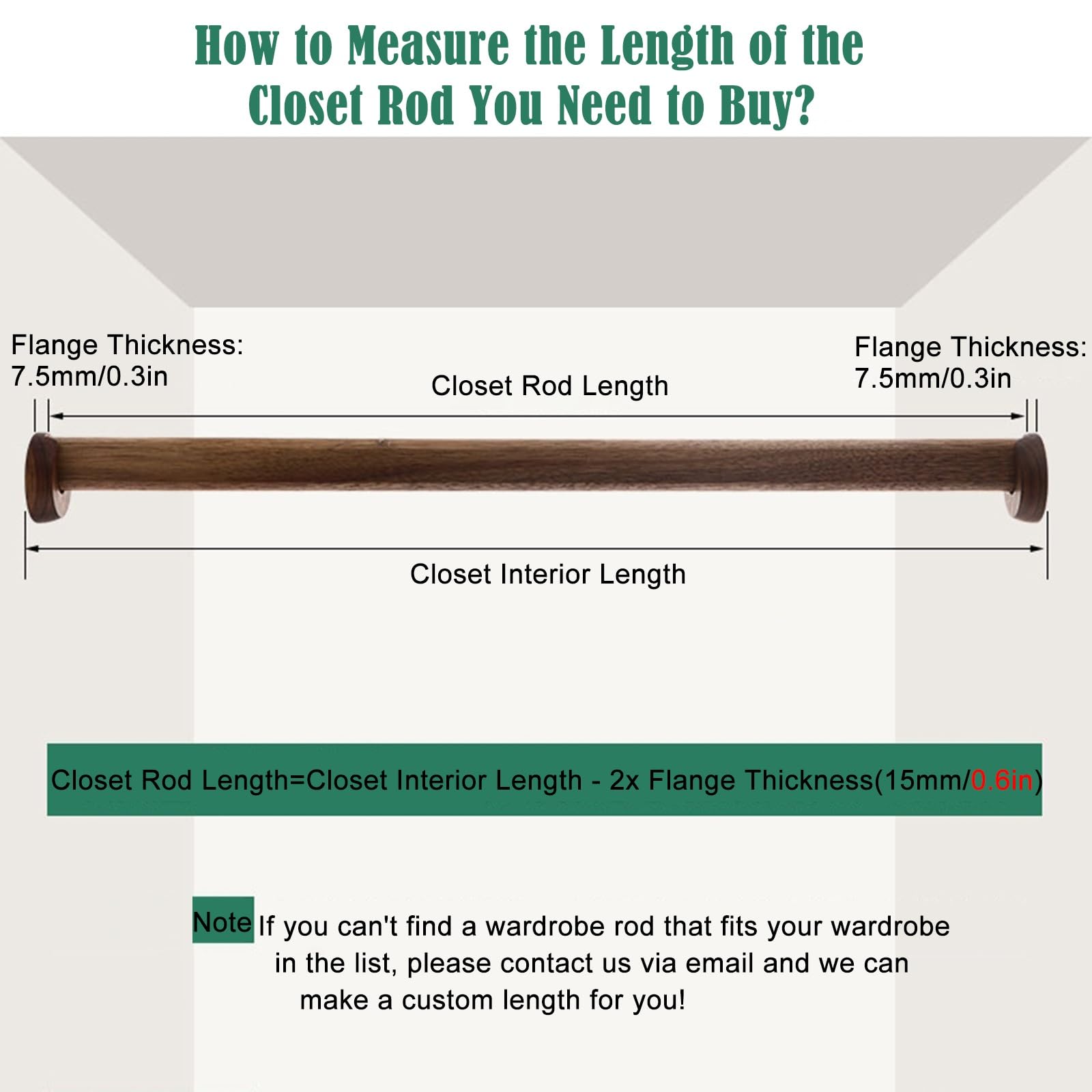 Tringle De Placard En Bois Massif - Barre à Vêtements Pour Armoire - Longueurs 40 à 110 Cm - Charge Max 40 Kg - 8
