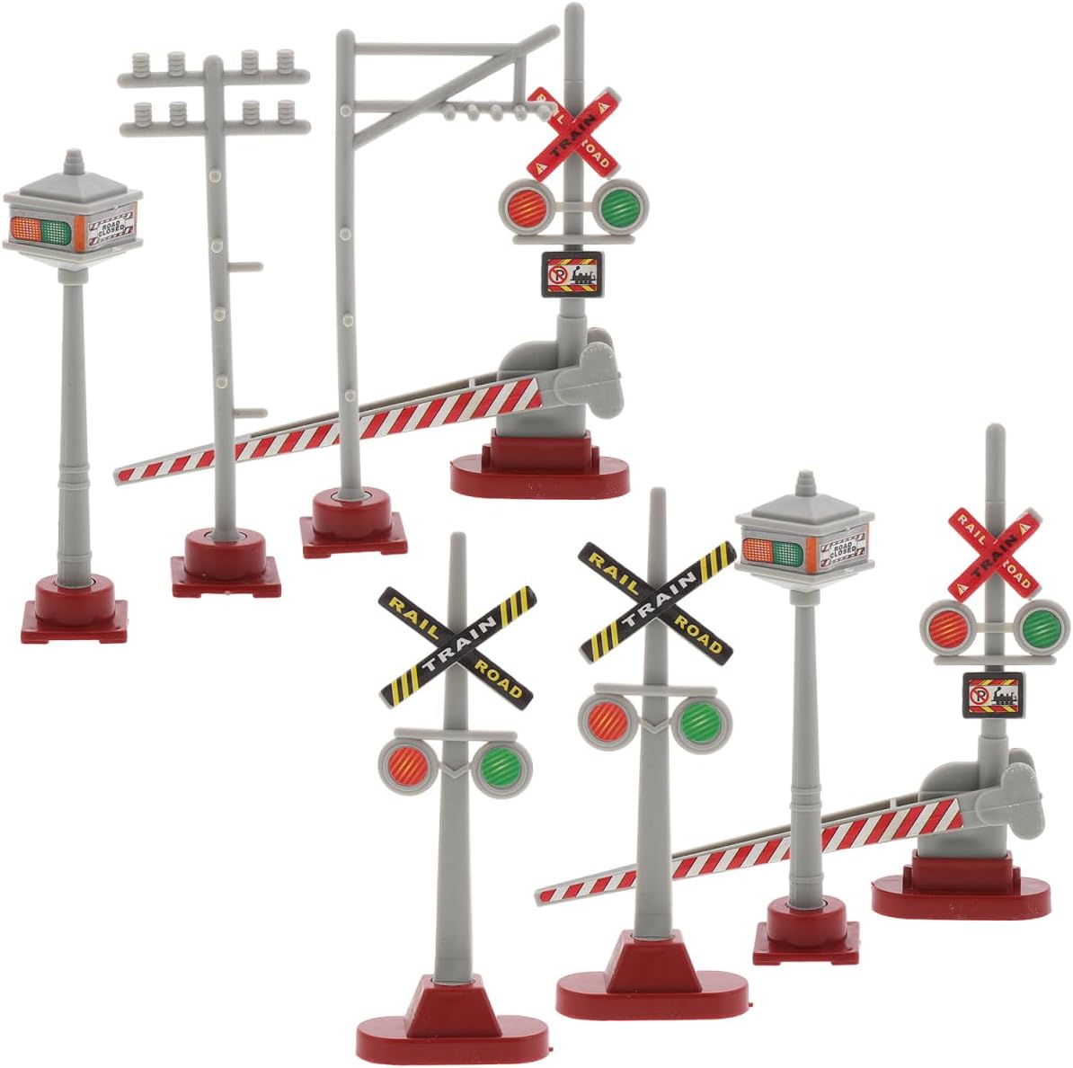 8Pcs Mini Train Traffic Lights Railroad Crossing Signal Model Train Accessories DIY Micro Landscape Table Decoration 4.13 X 1.37 X 0.59 Inch