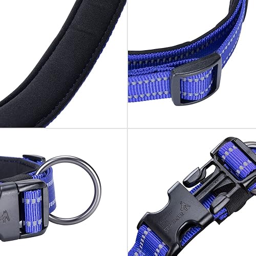 Miniatura 3 de EXCELLENT ELITE SPANKER Collar reflectante para perro, clásico, suave, acolchado, de nailon transpirable, ajustable, con hebilla de liberación