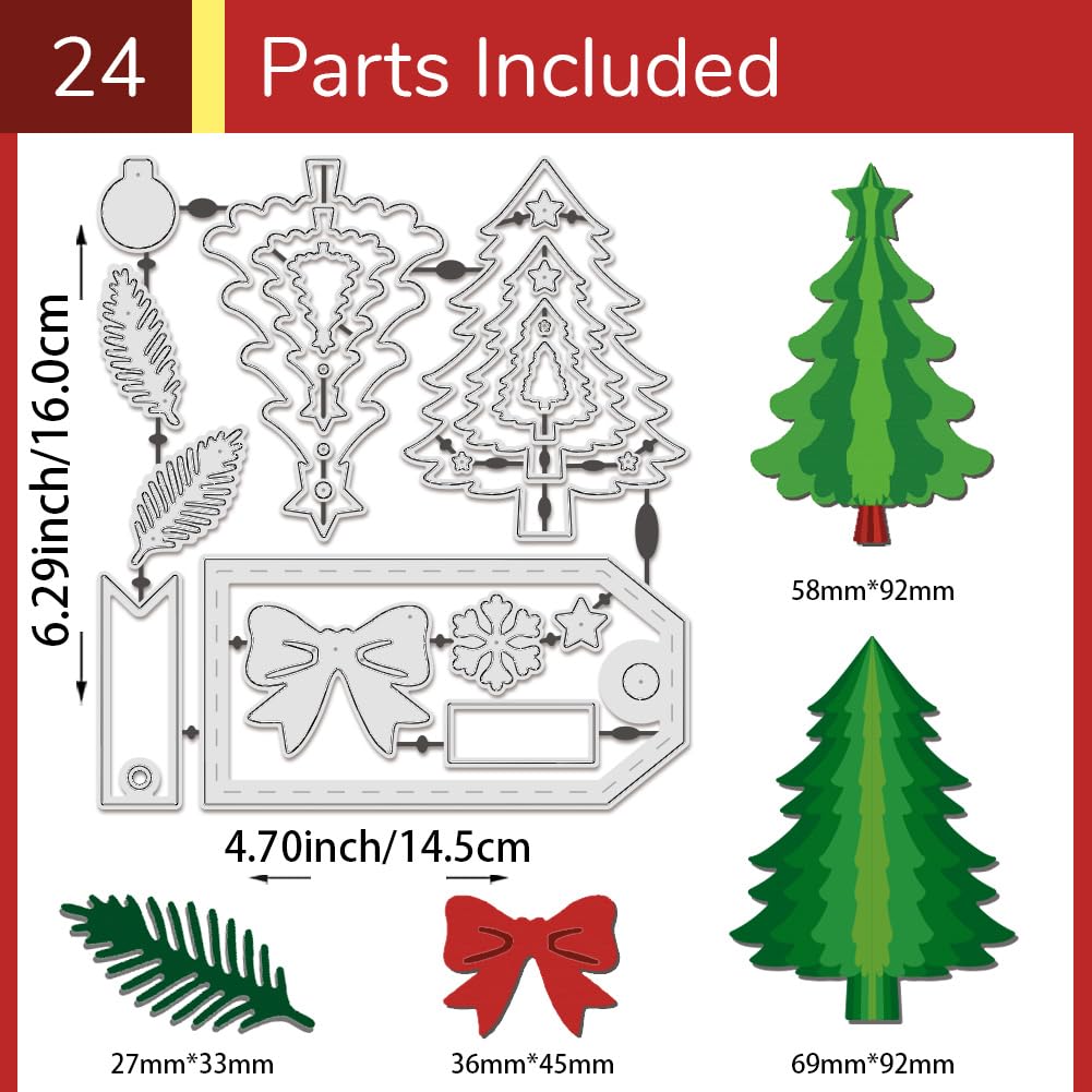 VT BigHome - Fustelle Metalliche Taglio E Goffratura A Forma Di Albero Di Natale - 7,5x11,5 Cm Per Scrapbooking E Biglietti Fai Da Te