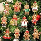 ZORLYS 12PCS Gingerbread Man Ornaments for Christmas Tree, Gingerbread Figurines Ornaments, Christmas Tree Hanging Decorations, Cute Christmas Decorations for Home, Lovely Gift for Holiday, 2X3 in