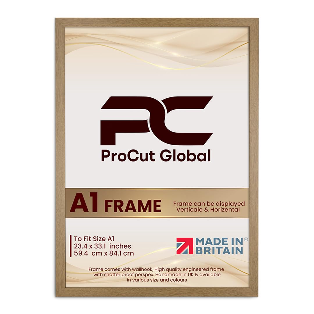 Oak Picture Frames A1 - Modern Photo Frame With Shatterproof Perspex For Wall Or Tabletop - Ideal For Posters, Certificates & Print - Sizes, Colors & Packs Available