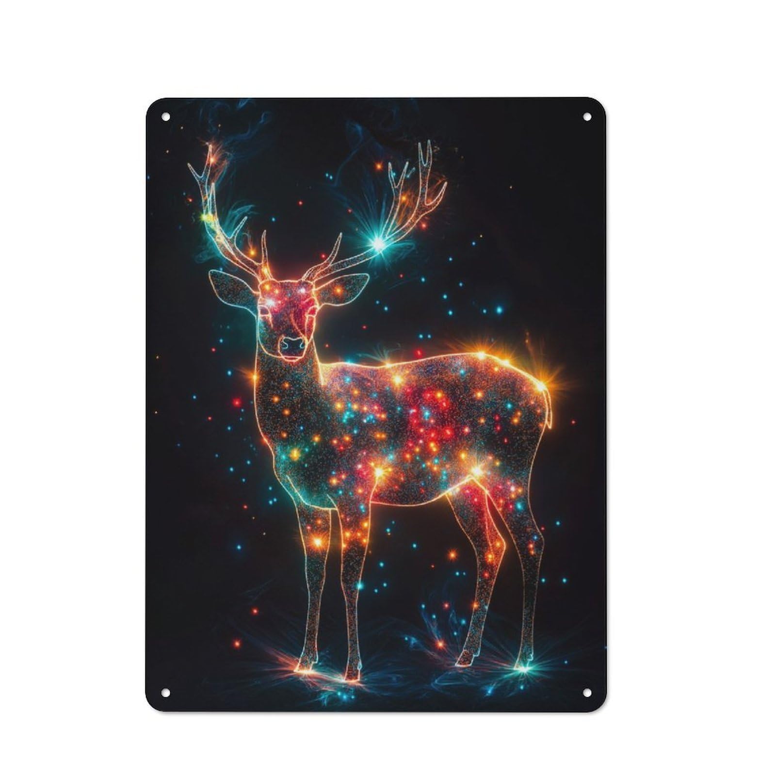 Junmoney Glowing Magic Deer Vintage Metal Sign 40X30cm For Café Or Restaurant, Suited To Restaurant Decor Fans