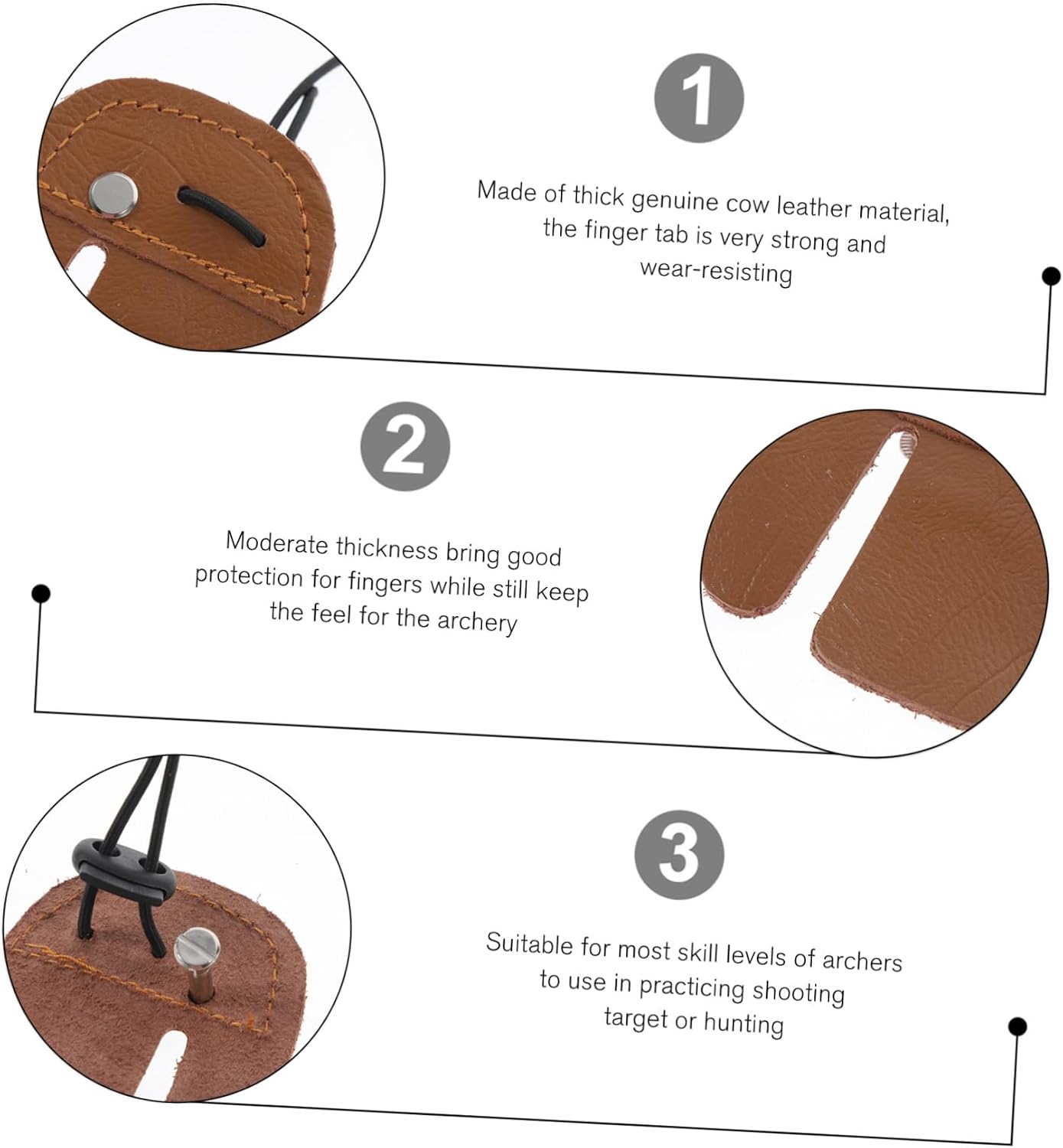 Cowhide Archery Finger Tab Protective Gear for Right-Handed Archers Lightweight and Comfortable Design for Hunting and Target Shooting