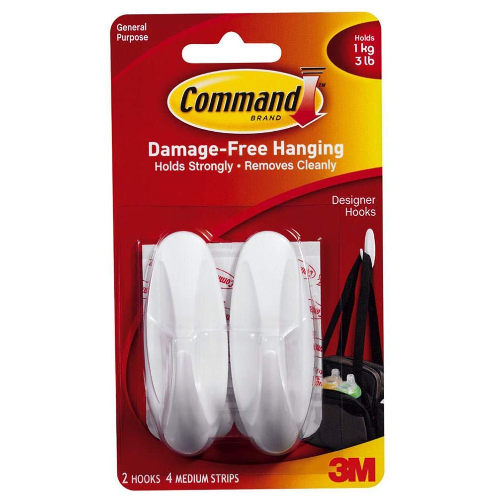 3M 17081 - Command Adhesive Medium Oval Hook Pk 2 White 17081