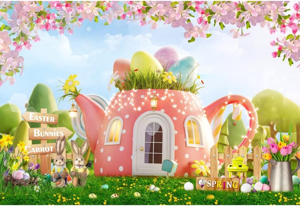 Amazon.com : Spring Easter Photo Backdrop 10x8ft Kids Easter Party ...