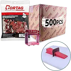 Espaçador Nivelador Eco C/500 Peças Vermelho Cortag Para Azulejo Cerâmica Piso Porcelanato Rejunte Profissional - (1.5MM | 62407)