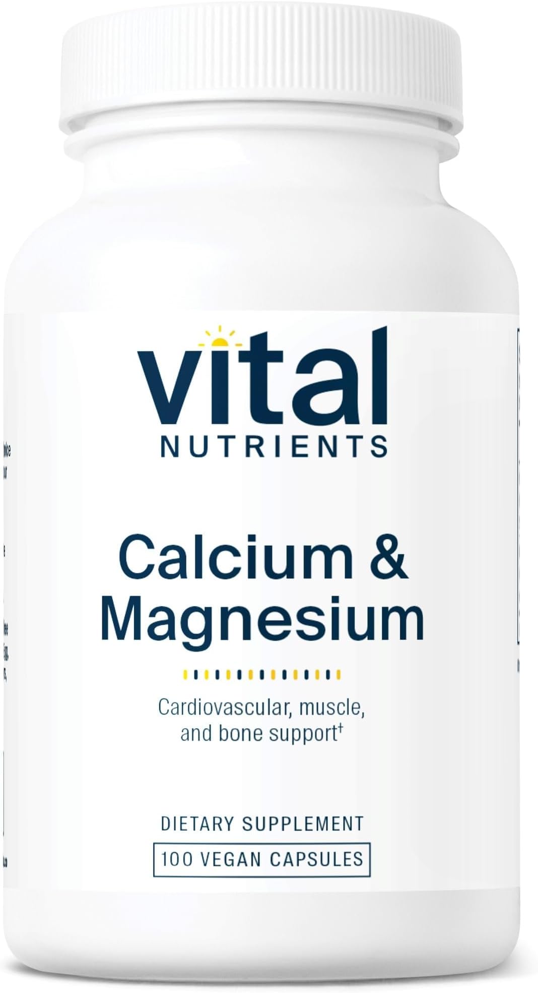 Vital Nutrients Calcium & Magnesium - Vegan Calcium Supplement with Magnesium - Support Bone Strength, Muscle, and Heart Health - Gluten, Dairy, Soy Free - Non-GMO - 100 Capsules