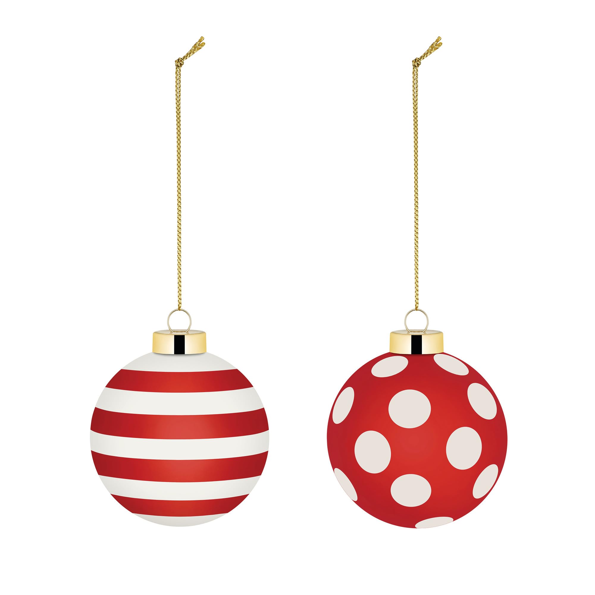 Alessi Delight NZ04SET2, Set of Two Christmas Tree Baubles, in Blown Glass, Diameter 6 cm, Red, White, Gold