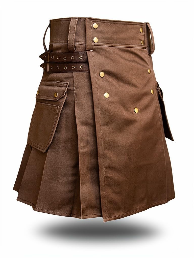McWilliams Kilt for Men Scottish Hybrid Sports Utility Mens Kilt | Stylish Kilts for Casual Wear (Brown, 32) — image 1