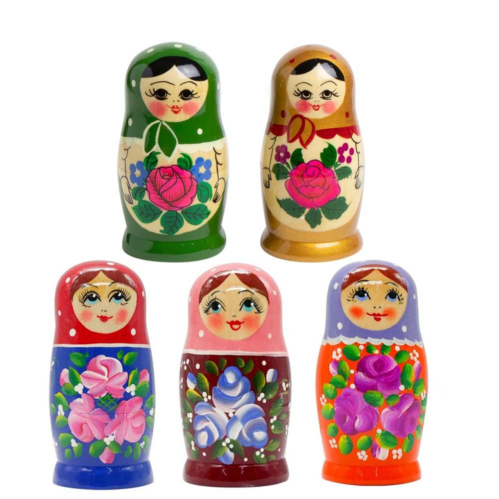 Matrioska Babushka 11 cm wysokość - 5 drewnianych lalek - różne wzory - Матрёшка Matruschka