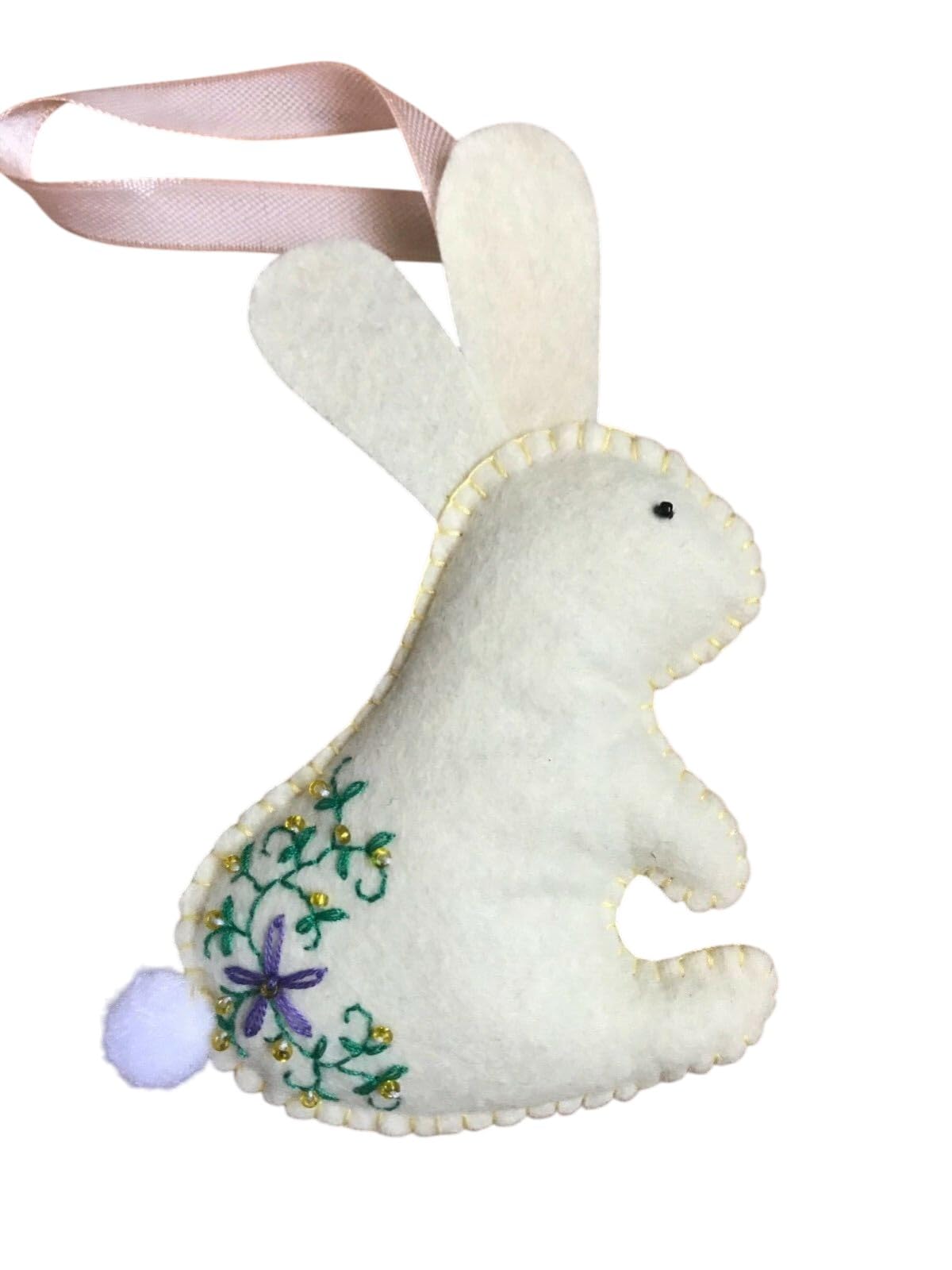 Handmade felt Easter decorations hanging ornaments bunny, chicken, egg (light rabbit) — image 1