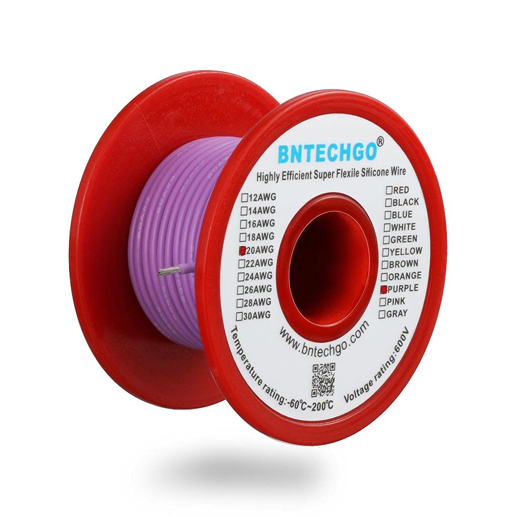 BNTECHGO 20 Gauge Silicone Wire Purple 50ft Stranded Tinned Copper Wire