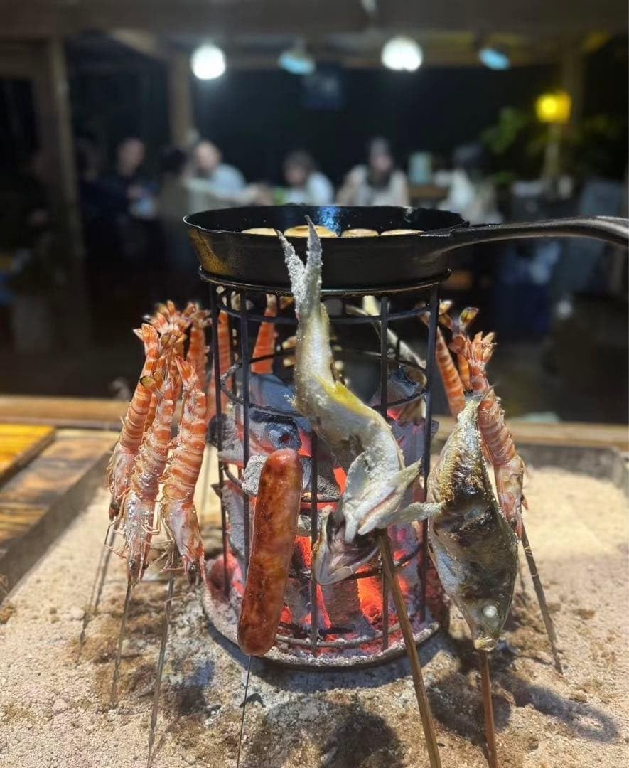 Amazon.co.jp: 原始焼きスタンド 炉端焼き 五徳 魚焼き 枠 囲炉裏 火鉢