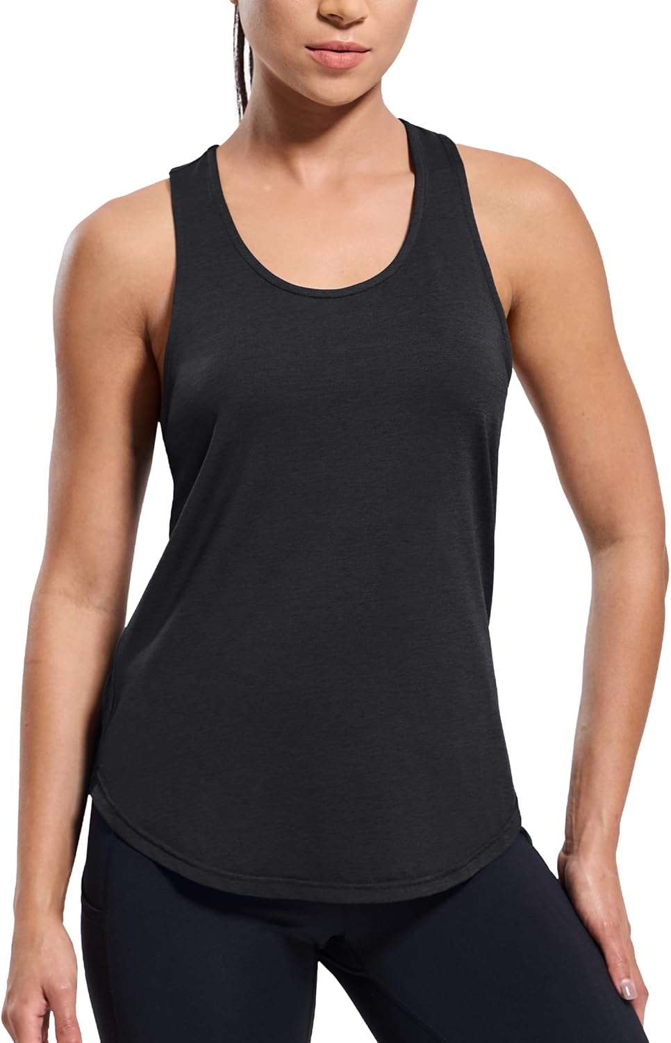 MIER Womens Workout Tank Tops Sleeveless Yoga Athletic Running Dry Fit Shirts Racerback Soft Gym Muscle Tee, Scoop Neck - Image 2