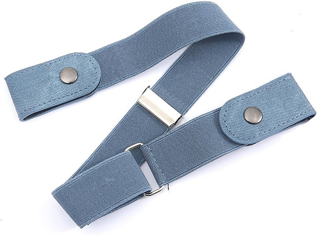 SYGAJeans Belt Elastic Women's Punch-Free Decoration Buckle Style Lazy Belt,Blue