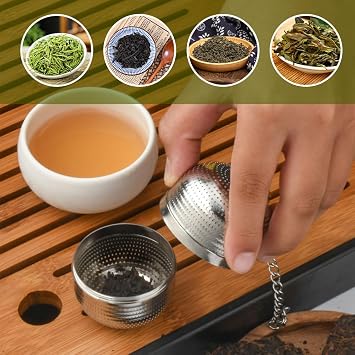 Tea Infuser 2 Pack, 304 Stainless Steel Tea Ball Strainers with Drip Trays