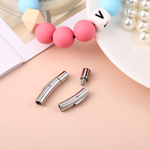 Miniatura 9 de EXCEART Tapas de cordón para pulsera con hebilla de acero inoxidable para cuerda de cuero de 0157in 2 unidades