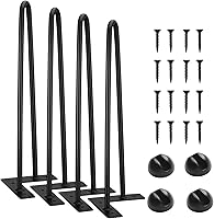 Vista 14 de ROTHLEY Patas de mesa de horquilla de 28 pulgadas, 3 varillas sólidas de metal para mesa, juego de 4 patas de escritorio resistentes con protectores