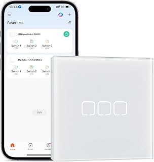 Zigbee Lichtschalter Unterputz, 3-Fach Smart Touch Schalter, 86 * 86mm Intelligente Wandschalter für Smart Home, Kompatibel mit Alexa, Google Home(über Tuya/Smart Life App), Weiß