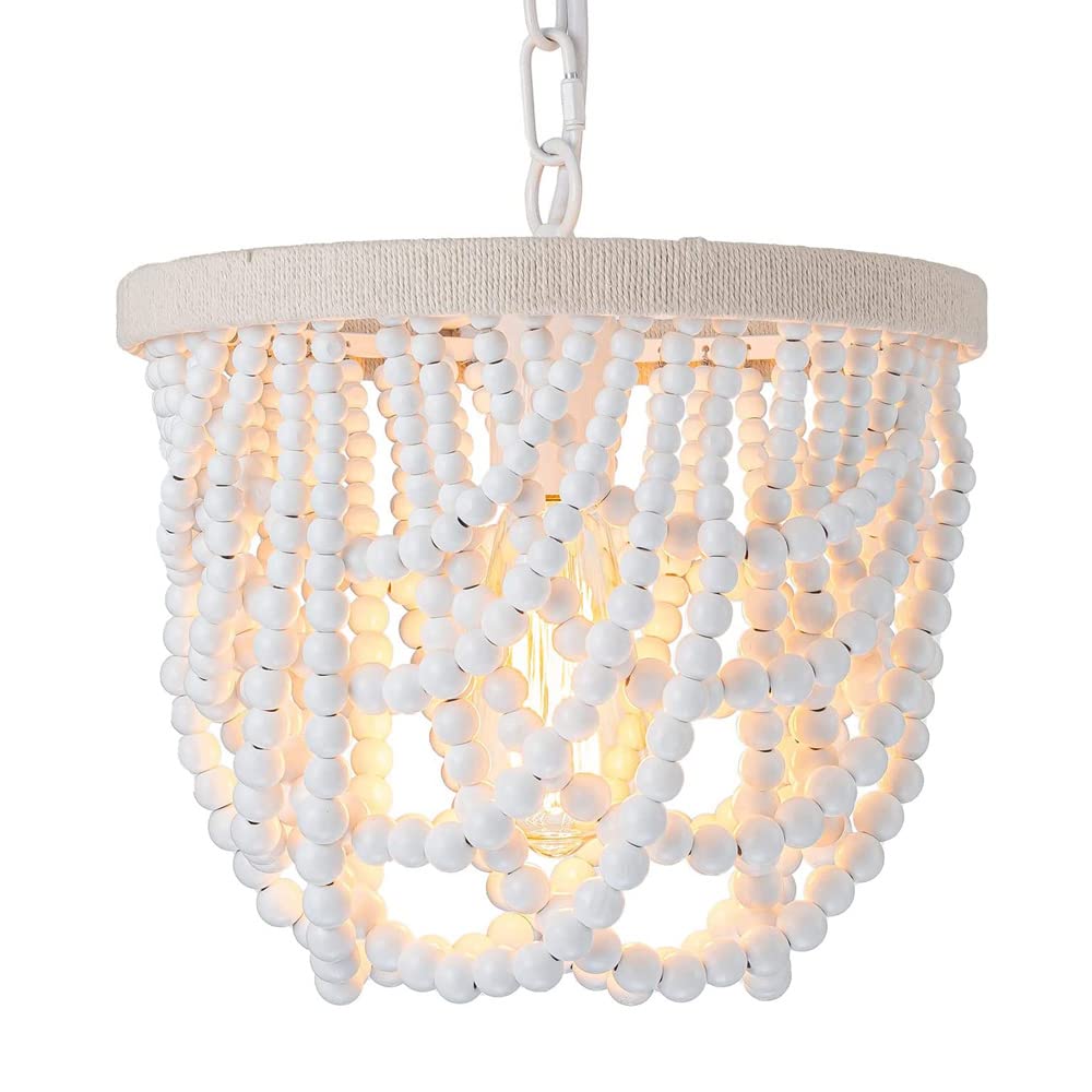 HXYSXHJUO Beaded Chandelier,French Wooden Beads Chandelier,Boho Farmhouse Hanging Light Fixture for Dining Room,Bedroom,Hallway,Living Room